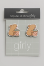 Серьги-клипсы GIRLY "Capybara with a drink"