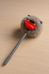 Ручка с помпоном "Big lipst", grey