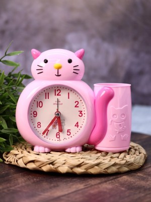 Часы-будильник с подставкой для канцелярии «Kitten», pink (14х16 см)