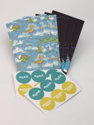 Набор подарочных пакетов+наклейки (6 шт.) "Dinosaur party", 19*8*6