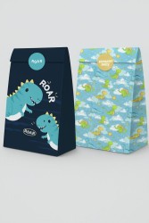 Набор подарочных пакетов+наклейки (6 шт.) "Dinosaur party", 19*8*6