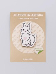 Значок ECO из дерева Happy lama