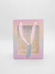 Пакет подарочный «Rainbow glitter», pink-yellow (18*23*10)