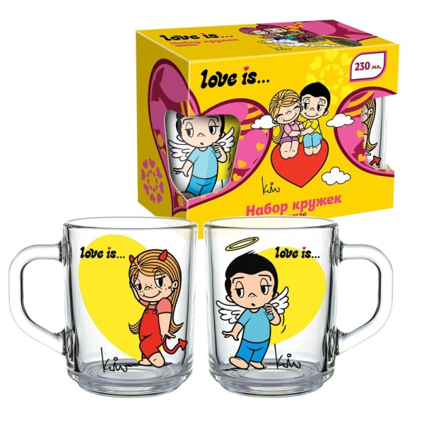 Набор кружек 2 шт. "Love is...Оранж", стекло (230 мл) 