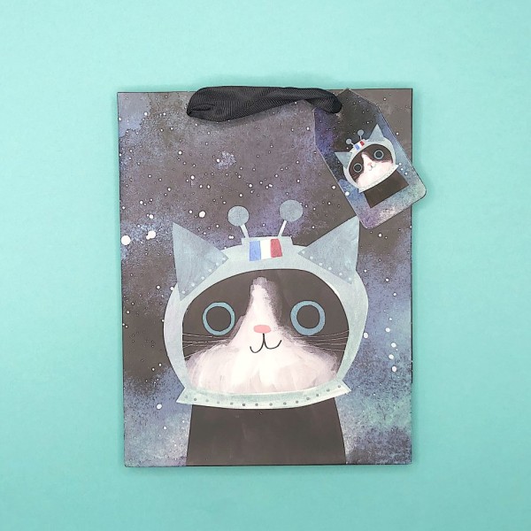 Пакет подарочный "Cat", blue S 