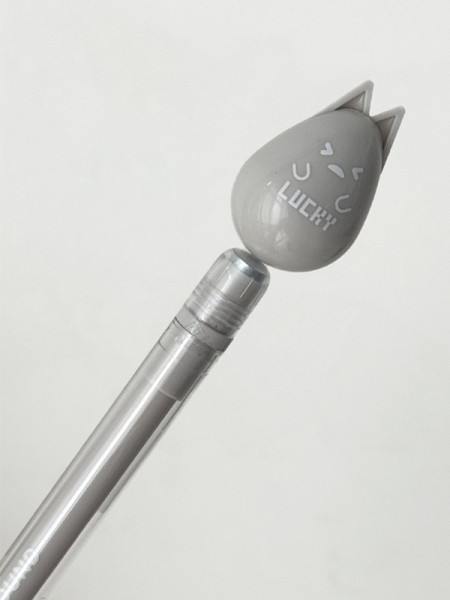 Ручка с магнитной насадкой "Lucky kitten", grey 