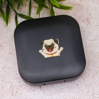 Контейнер для линз «Dog», mops black