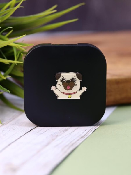 Контейнер для линз «Dog», mops black 