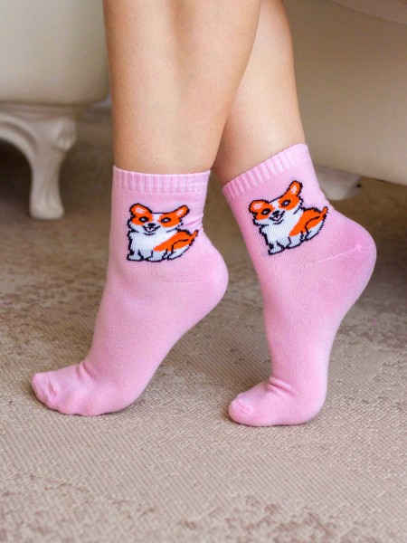 Носки женские iLikeGift "Dog", розовый, р. 35-40 