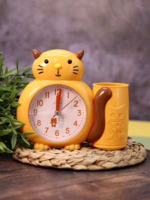 Часы-будильник с подставкой для канцелярии «Kitten», yellow