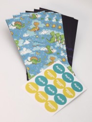 Набор подарочных пакетов+наклейки (6 шт.) "Dinosaur party", 24*13*8
