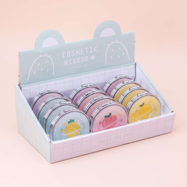 Набор зеркал "Fuit assorted", шоу-бокс 12 шт. (4 цвета) 