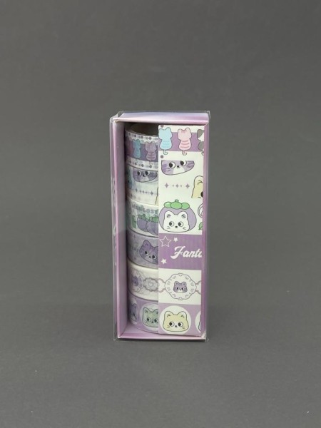 Набор декоративного скотча 6 шт. "Funny buddies", purple (1,5см*2м) 
