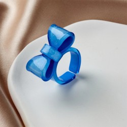 Кольцо акриловое GIRLY "Bow", blue (d=1,8 см)