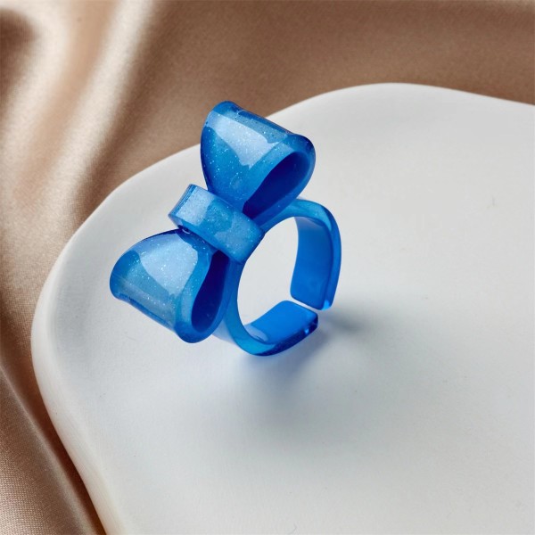 Кольцо акриловое GIRLY "Bow", blue (d=1,8 см) 
