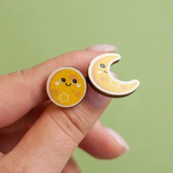 Серьги ECO из дерева MOON AND SUN