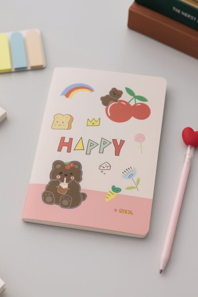 Блокнот (А5) "Cherry bear happy", pink (14.5*21) 