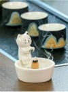 Подставка для благовоний керамическая "Kitty warms", white (7,9 см)