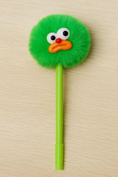 Ручка с помпоном "The sad monster", green 