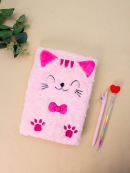 Блокнот плюшевый «Cat bow», pink, 21,5х15 см, плотность 70 гр.