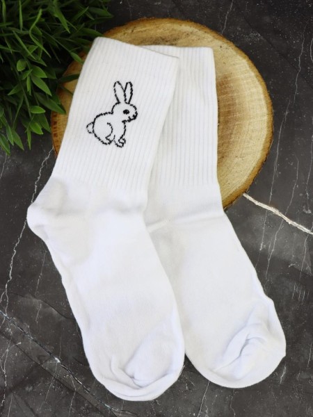 Носки женские "Cute bunny", р. 35-40, белый 