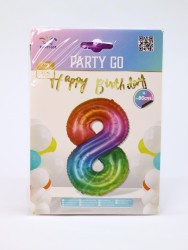 Шар фольгированный "Multicolour numbers" цифра 8, (80 см)