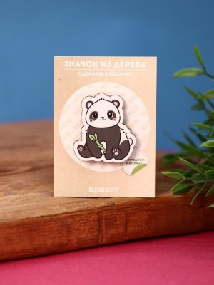 Значок ECO из дерева Bamboo Panda