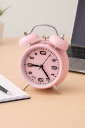 Часы-будильник "Numeral black", pink (16,7х12,5 см)