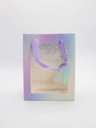 Пакет подарочный «Rainbow glitter», purple-green (18*23*10)