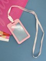 Держатель для карт с шнурком "Clear color", pink (11*7 см)