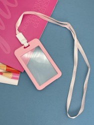 Держатель для карт с шнурком "Clear color", pink (11*7 см)