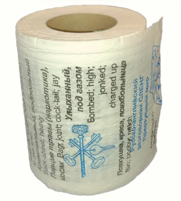 Сувенирная туалетная бумага «Русско-английский сленг – часть 3», двухслойная, 25 м (10х9,5 см)