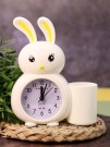 Часы-будильник с подставкой для канцелярии «Bunny Buzz», white