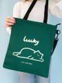 Сумка шоппер "Lucky cat", green