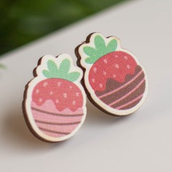 Серьги ECO из дерева STRAWBERRY IN CHOCOLATE