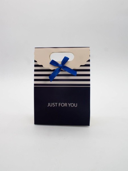 Пакет подарочный (XS) "Many stripes", blue (12x6x16) 