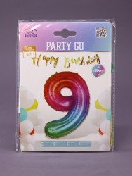 Шар фольгированный "Multicolour numbers" цифра 9, (80 см)