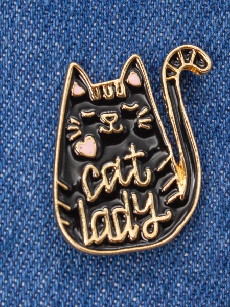 Значок "Cat lady", black 