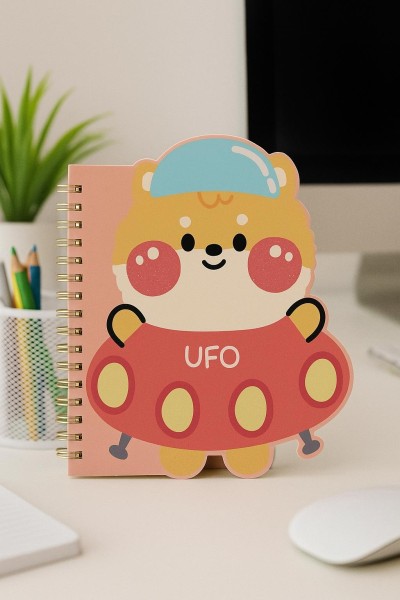 Блокнот на спирали (B6) "Space friends",  yellow (13*18) 
