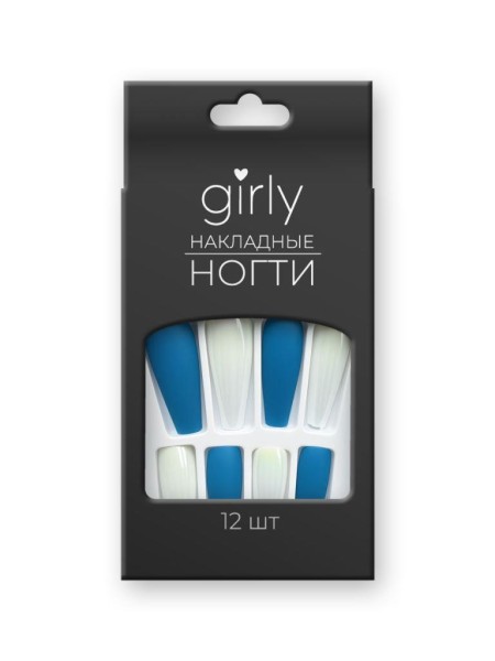 Накладные ногти GIRLY «Rubbing sea wave», 12 шт., с клеевыми пластинами 