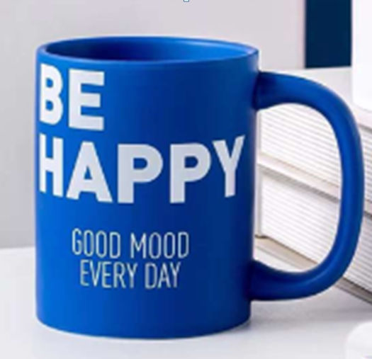 Кружка «Be happy», blue (400 ml) 