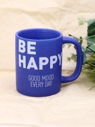 Кружка «Be happy», blue (400 ml)