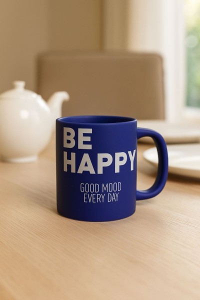Кружка «Be happy», blue (400 ml) 