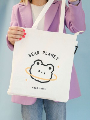 Сумка шоппер "Bear planet", white