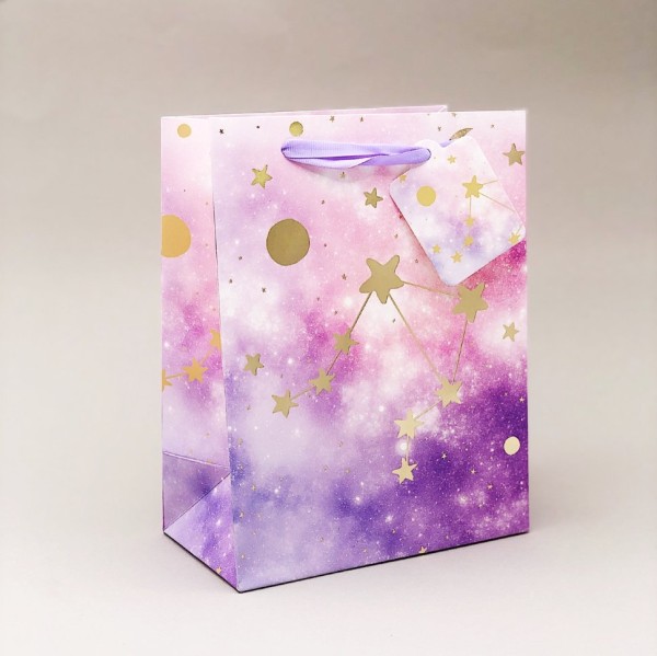 Пакет подарочный (S) "Starry sky", light blue 