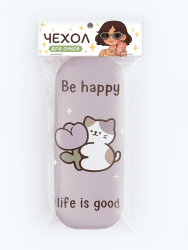 Чехол для очков GIRLY "Be happy life is good", pink