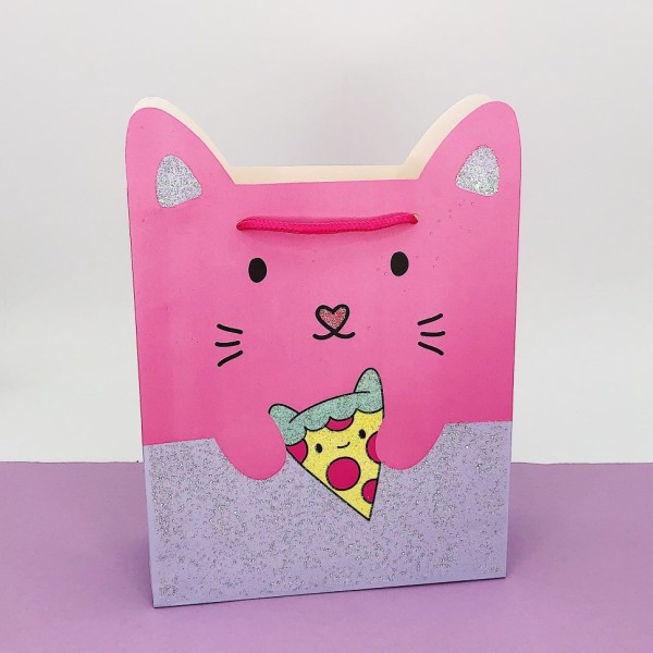 Подарочный пакет "Cat with pizza" (32*26*10) 
