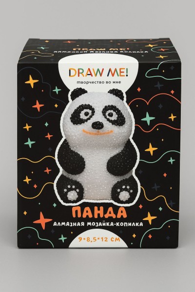 Алмазная мозаика на копилке (нижняя загрузка) Draw Me! «Panda», (9*8.5*12 см) 