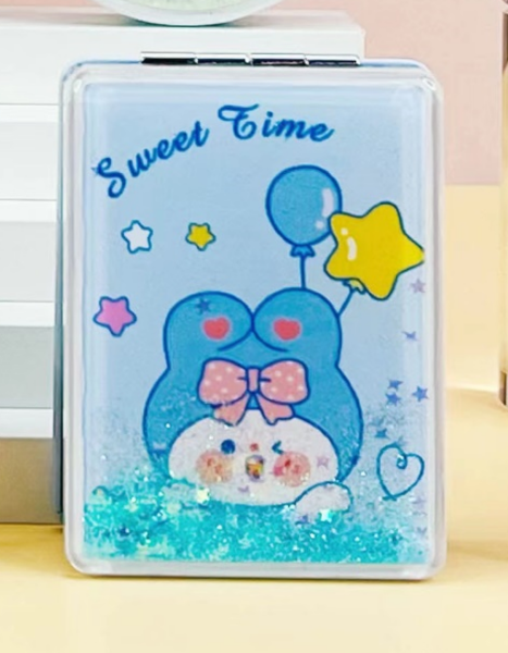 Зеркало шейкер раскладное "Sweet Time Rabbit", голубое, 8*6 см 