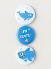 Набор значков 3 шт. iLikeGift Shark "LOVE SUMMER"
